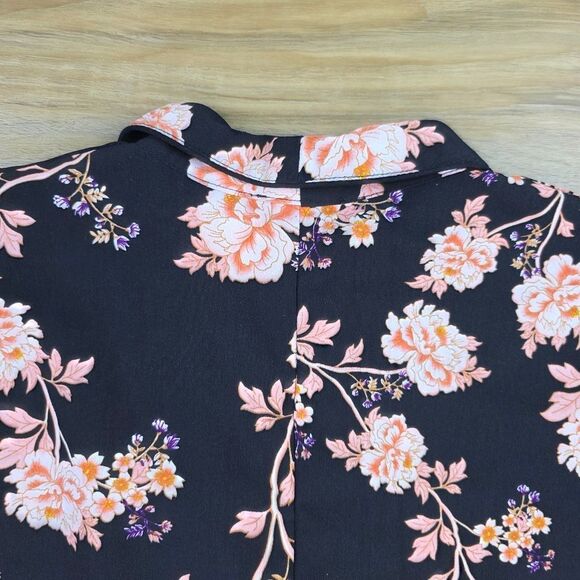 🔹️Cotton On Black & Pink Floral Print Kimono/Duster XSmall - Picture 5 of 11